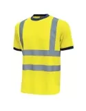 T-shirt da lavoro alta visibilità gialla con bande manica corta e girocollo