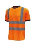T-shirt da lavoro alta visibilità arancio con bande manica corta e girocollo
