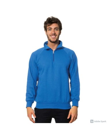 Felpa zip corta colore blu royal