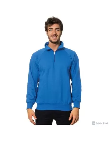 Felpa zip corta colore blu royal