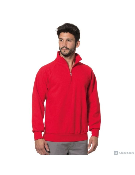 Sudadera roja con cremallera corta