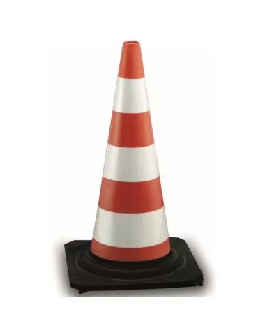 Cono in gomma h 50 cm - 3 fasce rifrangenti High Intensity Grade