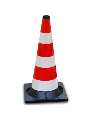Cono in gomma h 54 cm - 3 fasce rifrangenti classe 2