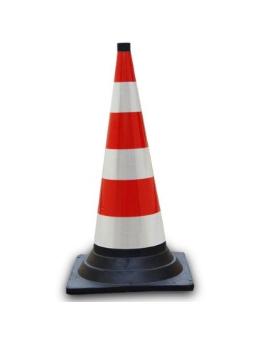 Rubber cone h 75 cm - 3 High Intensity Grade reflective bands
