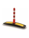 Curbfix in gomma con delineatore cilindrico h 60 cm interamente rifrangente-Esclusi Tasselli
