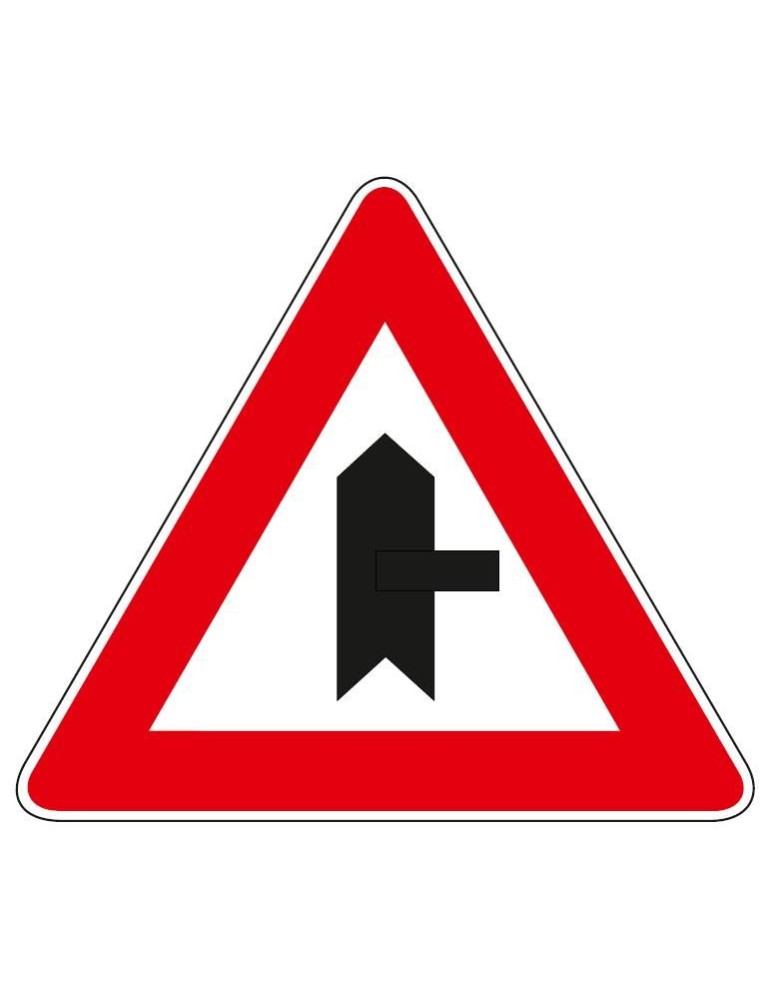 Triangolo lato 90 in lamiera classe 1 fig. 43/b " intersezione a T con diritto di precedenza dx "