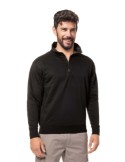 Black poly/cotton sweatshirt with short zip