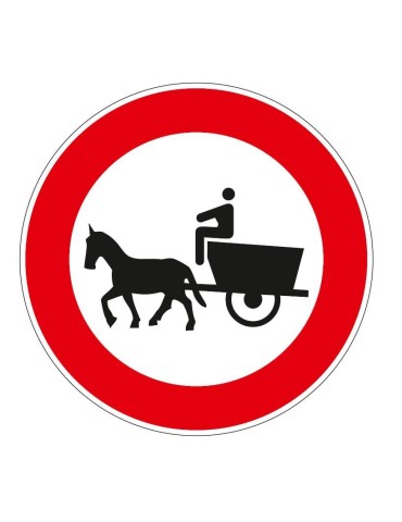 Disco di diametro 60 cm classe 1 fig. 53 &quot; transito vietato ai veicoli a trazione animale &quot;