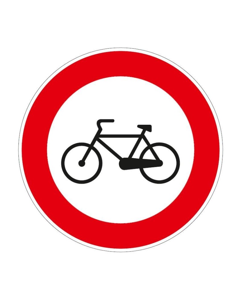 Disco di diametro 60 cm classe 1 fig. 55 " transito vietato alle biciclette " Disco di diametro 60 cm classe 1 fig. 55 " transito vietato alle biciclette "