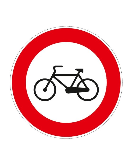 Disco di diametro 60 cm classe 1 fig. 55 " transito vietato alle biciclette " Disco di diametro 60 cm classe 1 fig. 55 " transito vietato alle biciclette "