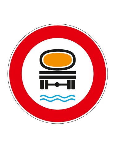 Diámetro del disco: 60 cm, clase 1, fig. 64/b", "Tránsito prohibido para vehículos que transportan prod. probablemente