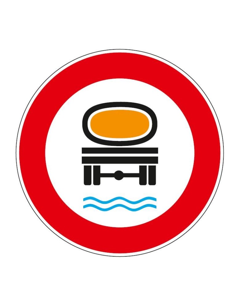 Disc diameter 60 cm class 1 fig. 64/b " transit forbidden to vehicles transporting prod. likely to contaminate the