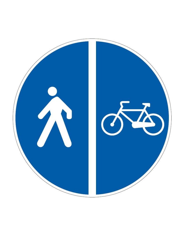 Disco di diametro 40 cm classe 1 fig. 92/a " pista ciclabile contigua al marciapiede "