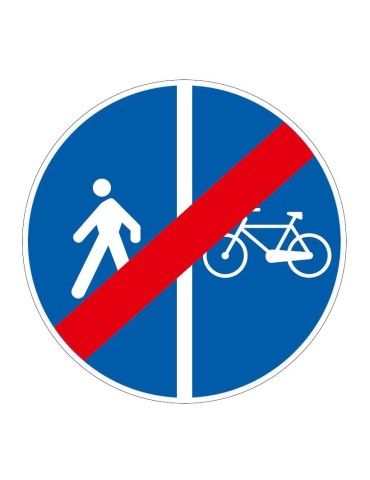 Cartello Fine Pista Ciclabile Contigua al Marciapiede Disco Diametro 40 cm Classe 1 Fig. 93/a Lamiera