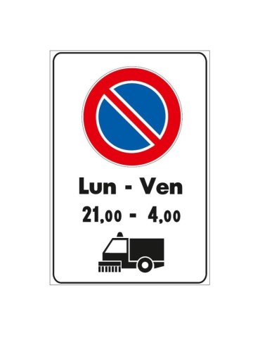 Ergänzungspaneel im Blech Klasse 1 40x60 Mod. 8/a "Temporäres Parkverbot"