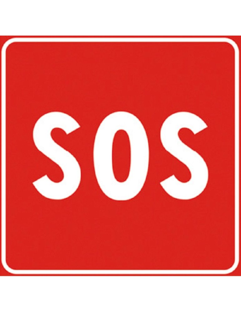 Targa 60x60 lamiera classe 1 fig. 305 " sos " Targa 60x60 lamiera classe 1 fig. 305 " sos "