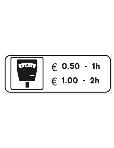 Pannello integrativo in lamiera classe 1 40x20 fig. 77/g &quot; parcheggio dotato di parchimetro &quot;
