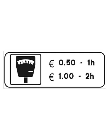 Pannello integrativo in lamiera classe 1 40x20 fig. 77/g " parcheggio dotato di parchimetro "