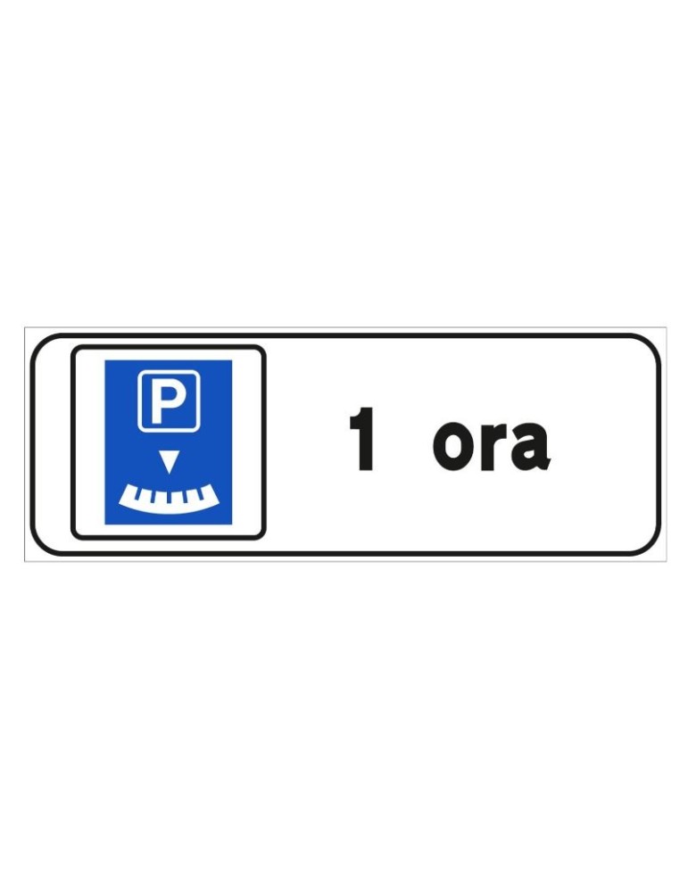 Supplementary panel in sheet metal class 1 40x20 fig. 77/h " parking with parking disc " Supplementary panel in sheet metal class 1 40x20 fig. 77/h " parking with parking disc "