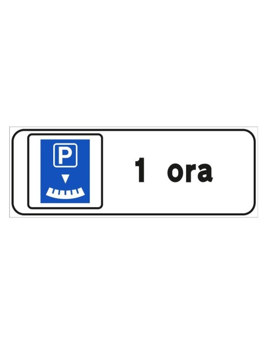 Supplementary panel in sheet metal class 1 40x20 fig. 77/h " parking with parking disc " Supplementary panel in sheet metal class 1 40x20 fig. 77/h " parking with parking disc "