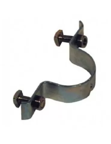 Staffa a ponte antirotazione. Kit di fissaggio cartelli stradali per pali da &#216;48 mm composta da collare viti con dado.