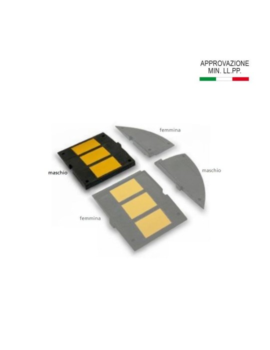 Rallentatore di velocità in gomma h 7 cm - maschio (120x50)- Esclusi Tasselli