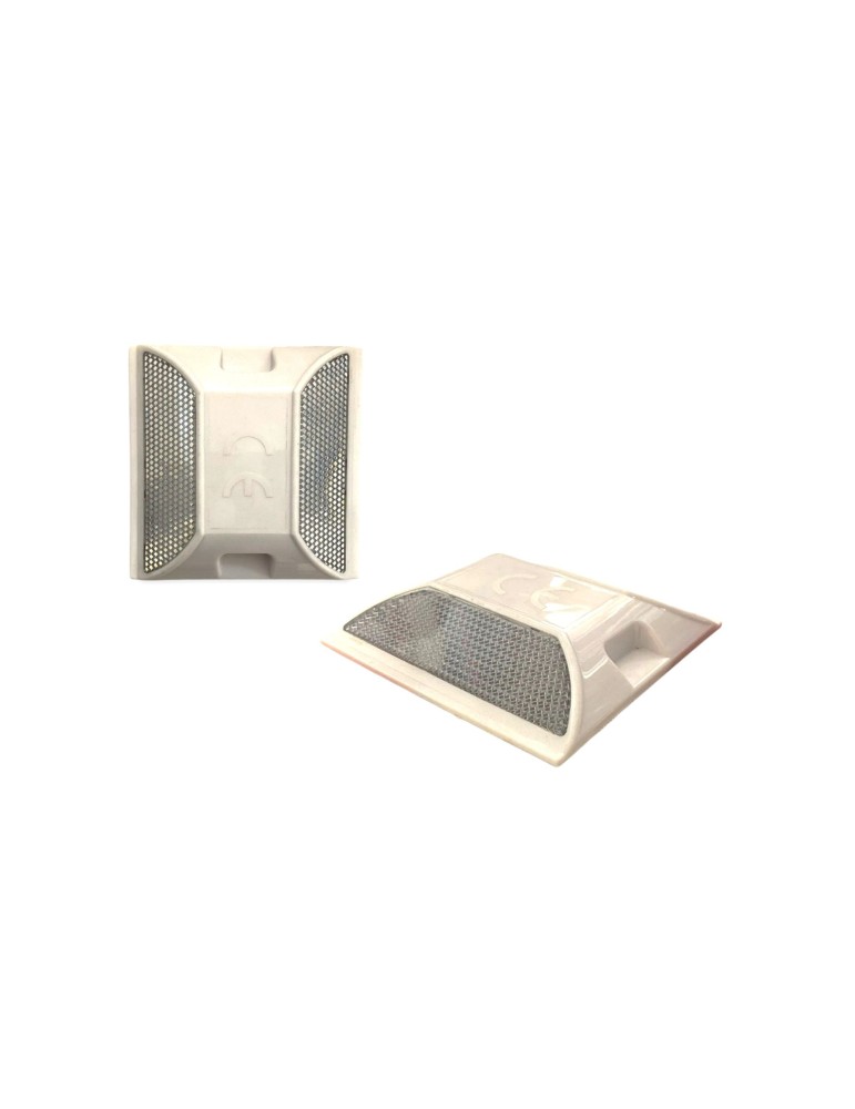 Occhio di gatto bianco bifacciale retroriflettente bianco-bianco-Confezione 10pz Occhio di gatto bianco bifacciale retroriflettente bianco-bianco-Confezione 10pz