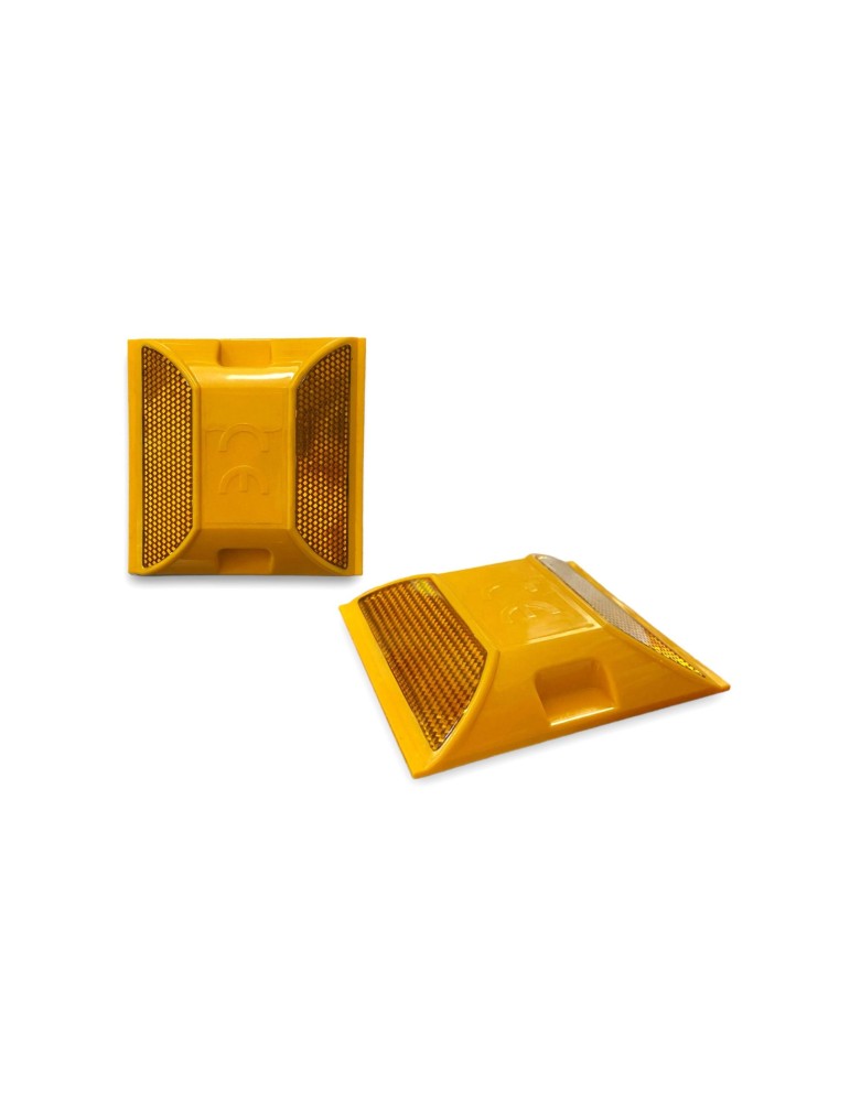 Œil de chat rétroréfléchissant double face jaune-face - Pack 10 pièces