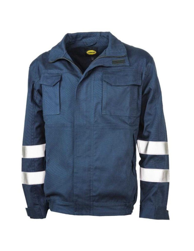 Four-purpose jacket for special blue work with stripes