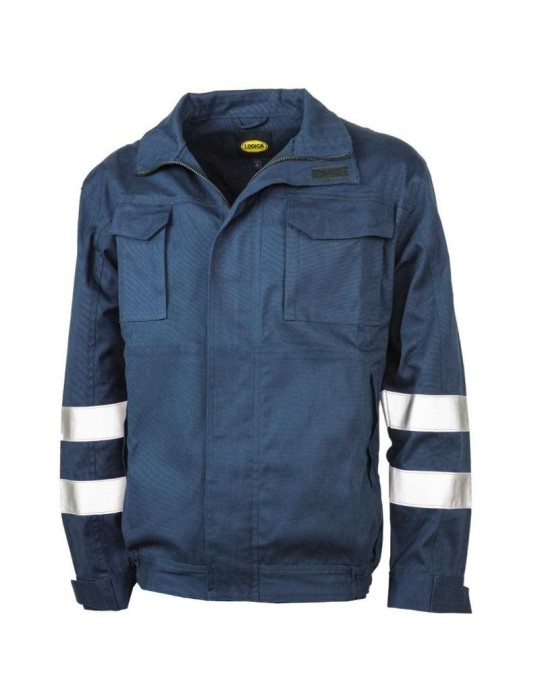 Four-purpose jacket for special blue work with stripes