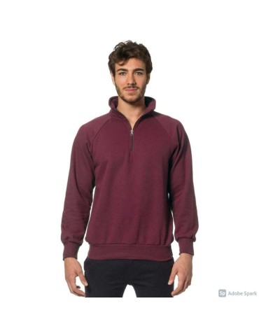 Felpa zip corta colore bordeaux sport