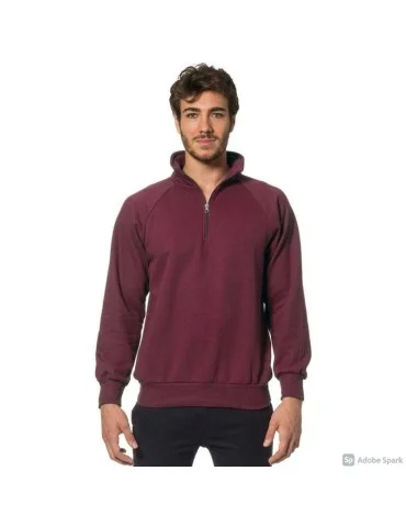 Felpa zip corta colore bordeaux sport