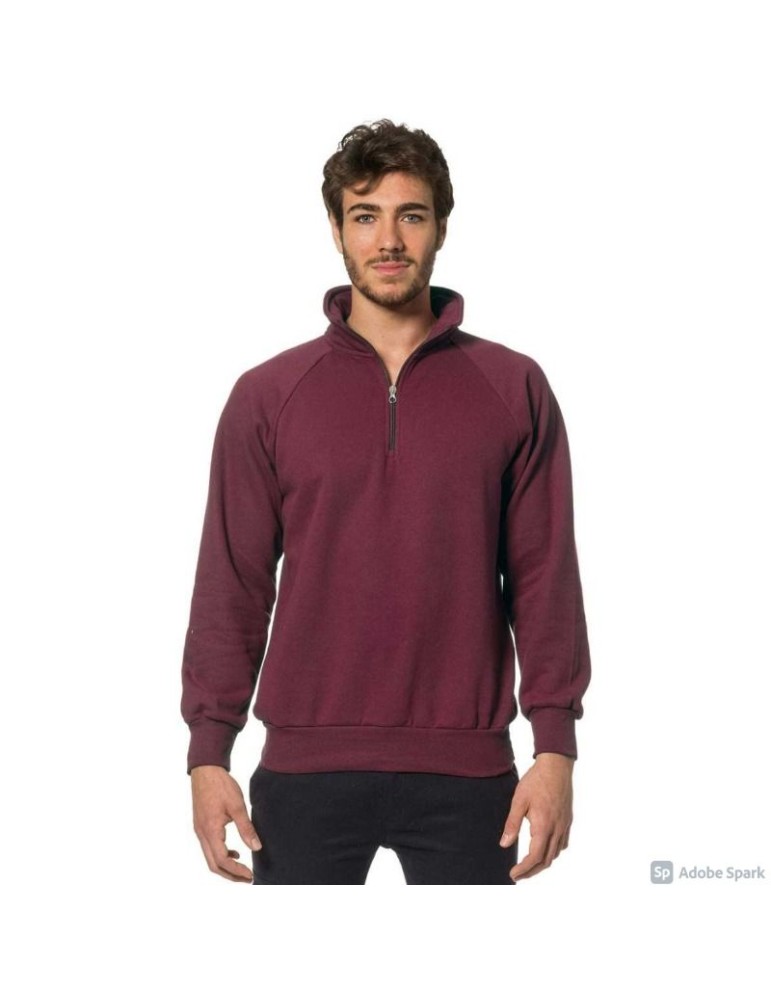 Felpa zip corta colore bordeaux sport