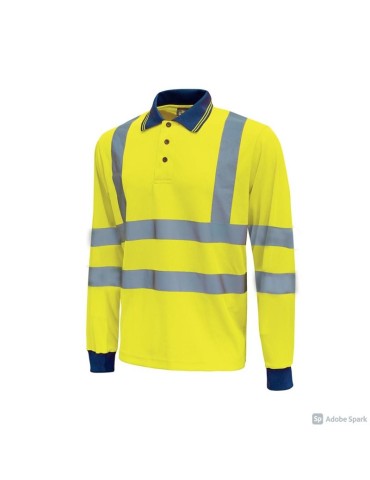 Polo maniche lunghe alta visibilit&agrave; U-Power Shine Yellow Fluo HL199YF