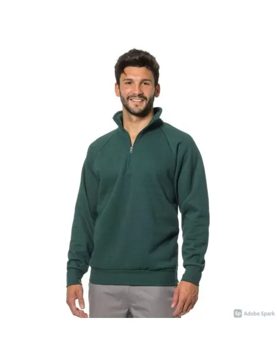 Short zip sweatshirt bottle green color Short zip sweatshirt bottle green color