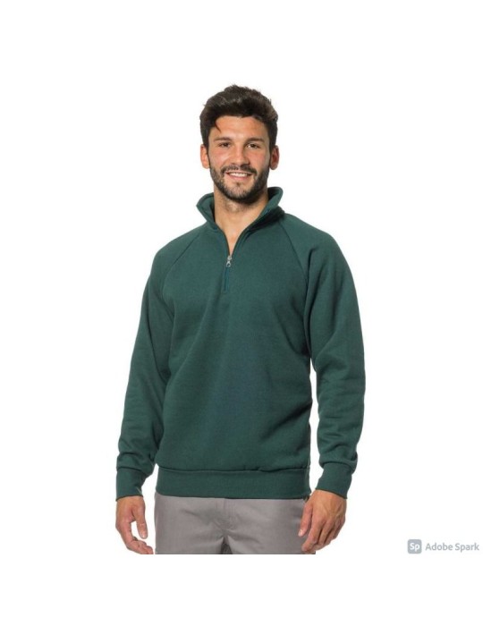 Sudadera corta con cremallera color verde botella