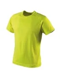 T-shirt girocollo a manica corta in 100% poliestere di colore giallo