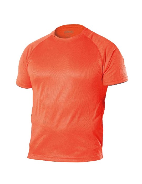 Kurzärmeliges 100%-Polyester-T-Shirt mit Rundhalsausschnitt in Orange