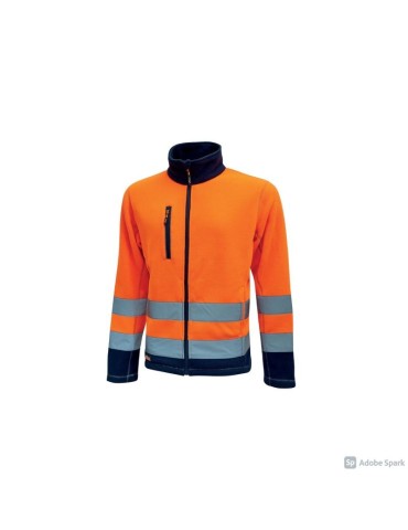 Giacca alta visibilit&agrave; in pile U-Power Boing Orange Fluo HL207OF