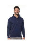 Sweat en polycoton bleu marine avec fermeture éclair courte