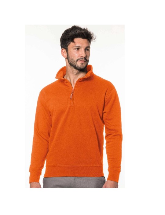 Felpa policotone  arancio zip corta