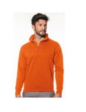 Orange polycotton sweatshirt with short zip