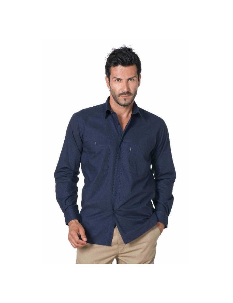 Camisa azul de manga larga