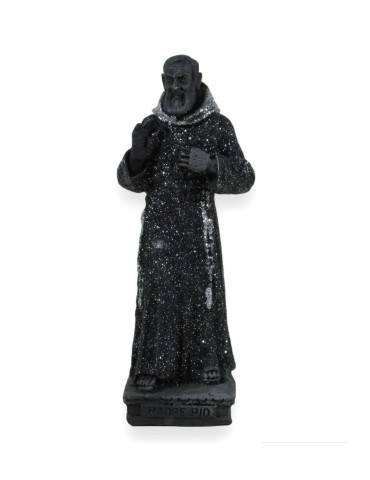 Padre Pio lava stone statue with colorful decorations