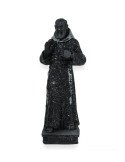 Padre Pio statua in pietra lavica con decorazioni colorate