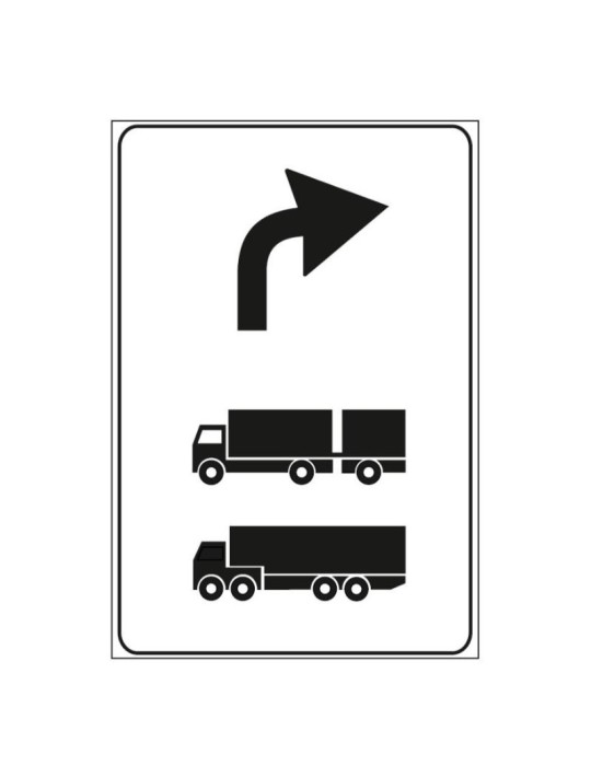 Panneau supplémentaire en tôle de classe 1 60x90 fig. 350 « avertissement de déviation recommandée des camions en transit »