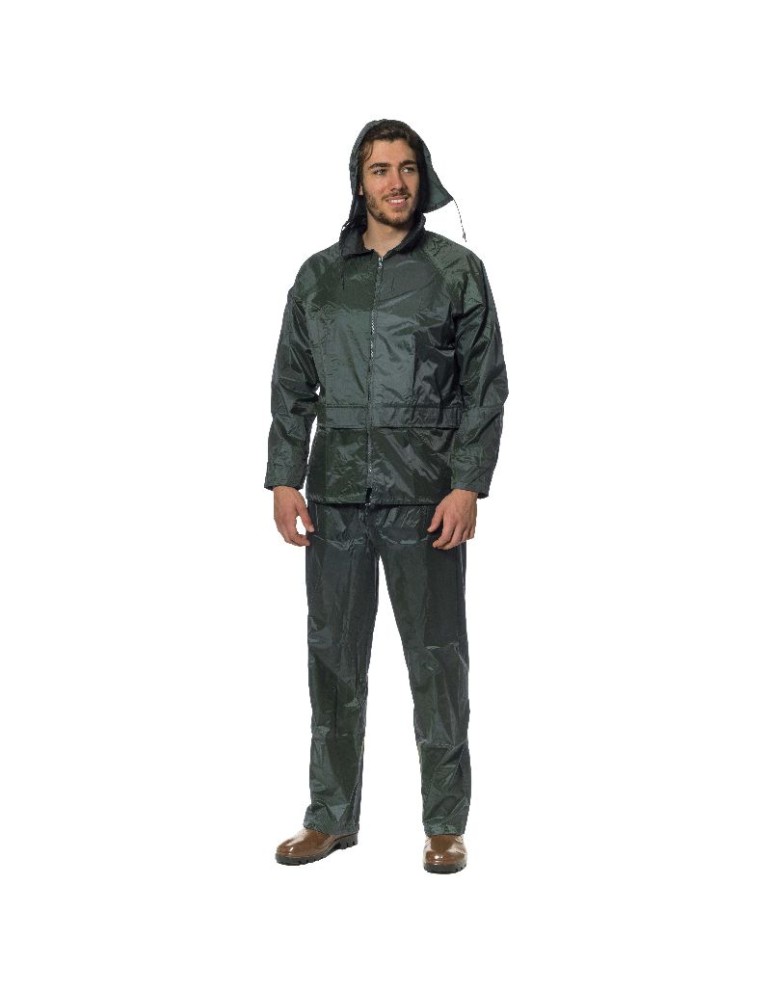 Green rain suit jacket and trousers Green rain suit jacket and trousers