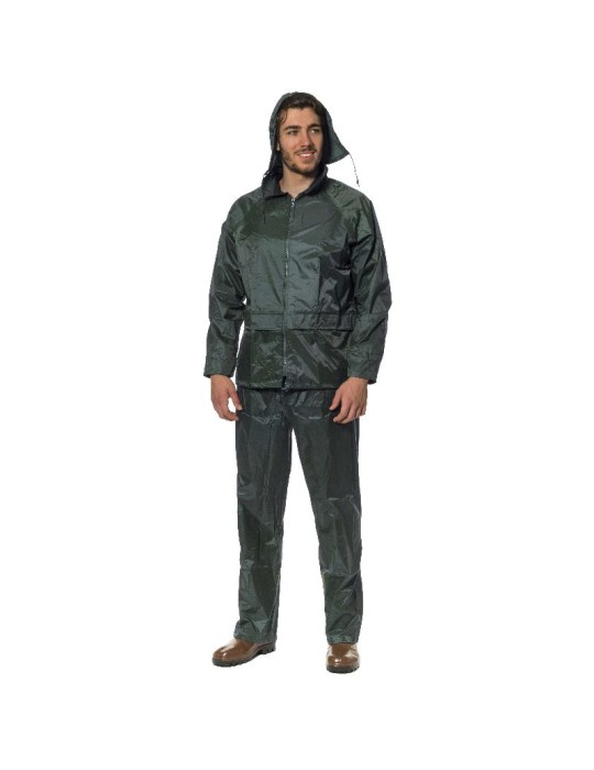 Green rain suit jacket and trousers Green rain suit jacket and trousers