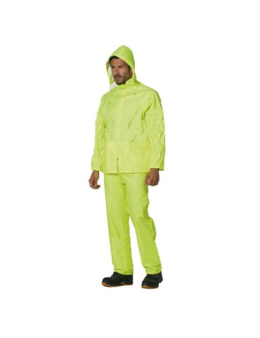 Yellow rain suit jacket and trousers