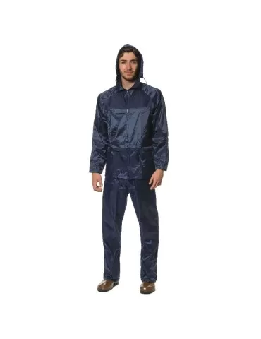 Blue rain suit jacket and trousers